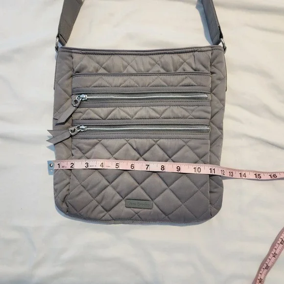 Vera Bradley Crossbody Bag Quilted Triple Zip Gray Shoulder Purse - Picture 3 of 11